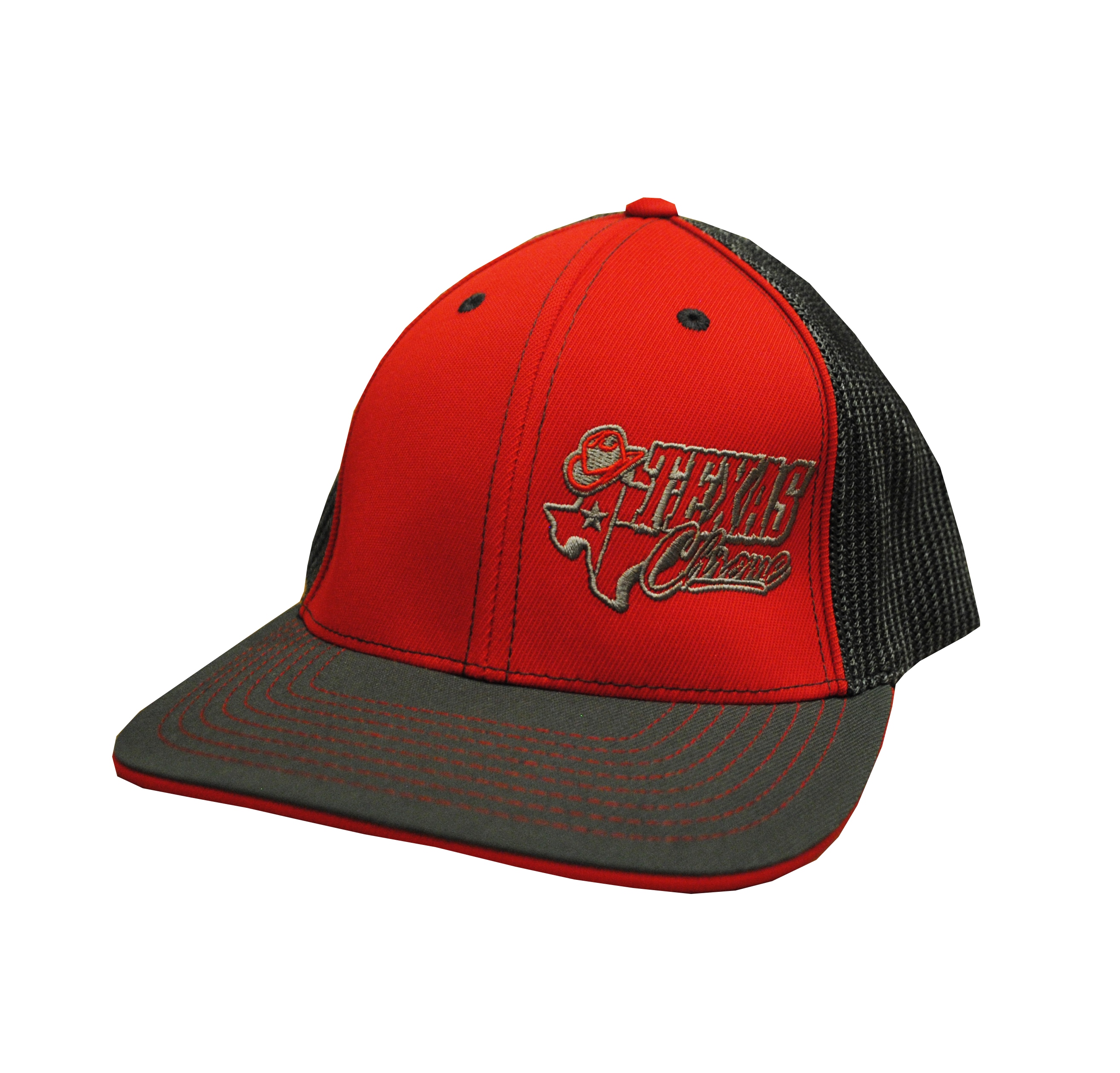 RED/ GRAPHITE TCS LOGO W/ GRAY LETTERING HAT Texas Chrome Shop