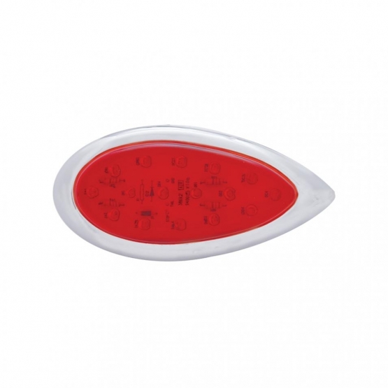 16 LED "Teardrop" Clearance/Marker Light w/ Bezel Red LED/Red Lens