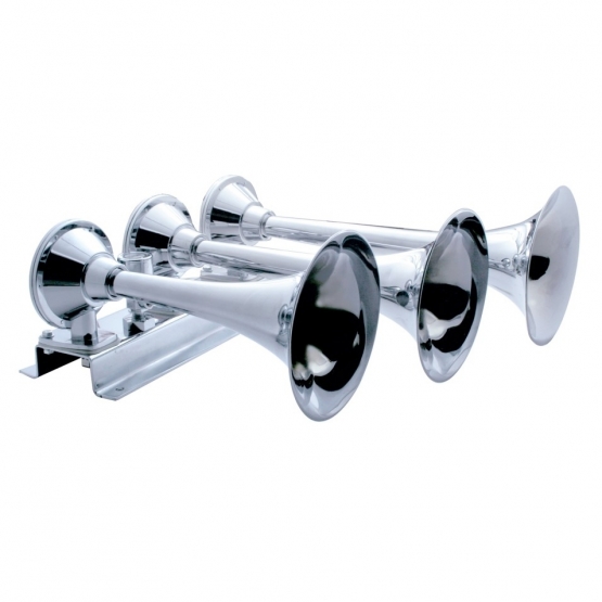 3 Trumpet Chrome Train Horn Long Trumpet On Left Texas Chrome Shop